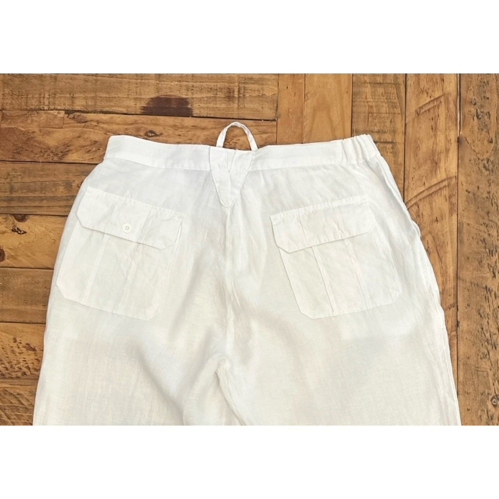 Essence Men White 100% Linen Pants Size 36 Lightweight Resort Casual - Picture 5 of 5